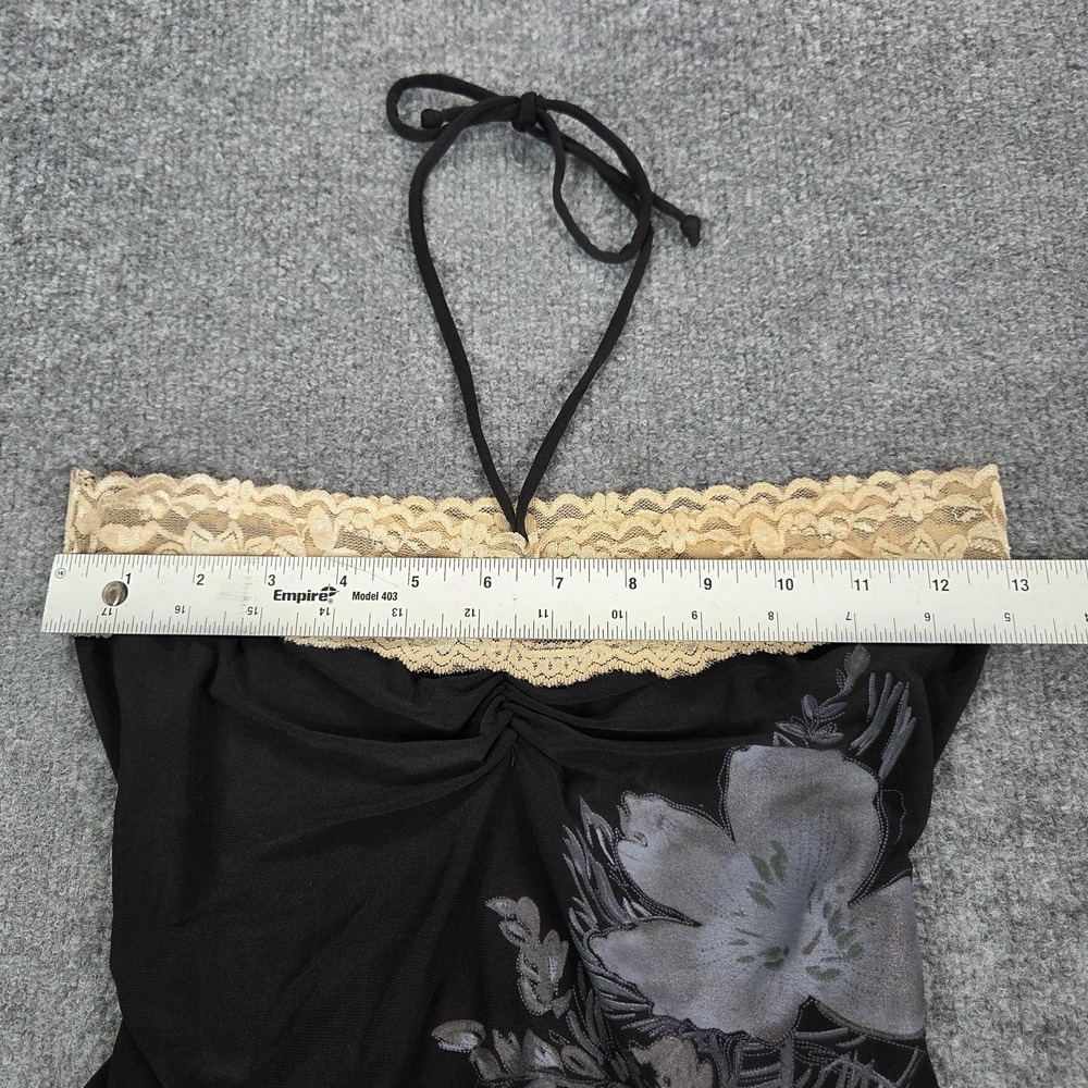 Babydoll Vintage Y2k Womens Small Black Floral‎ Lace Halter Tie Back - Picture 8 of 12